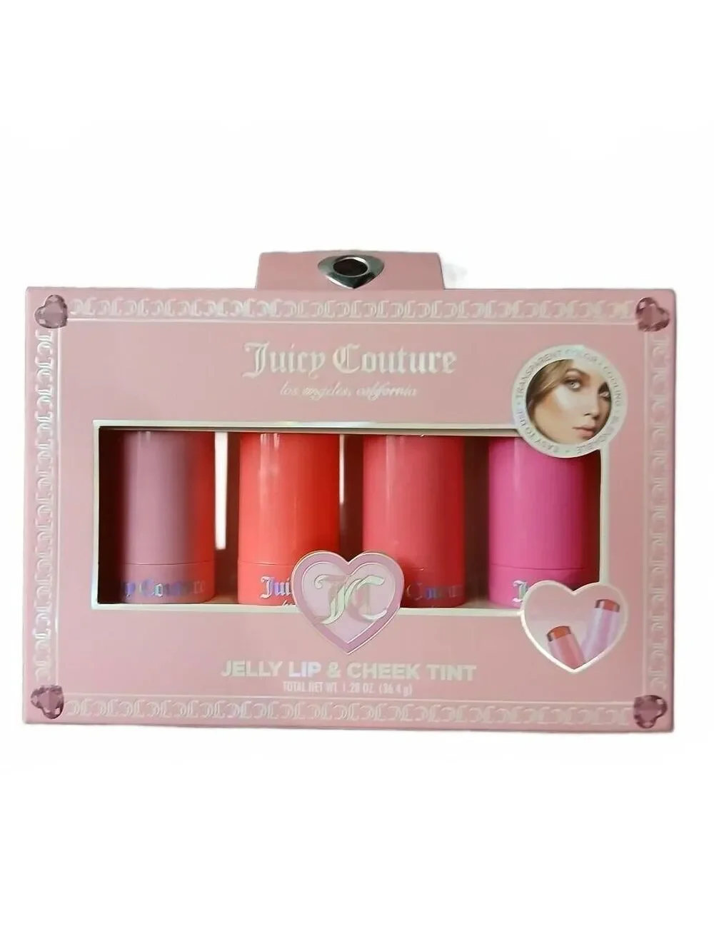 Juicy Couture Jelly Lip and Cheek Tint 4 Pack Set Cooling Blendable Easy Use NIB